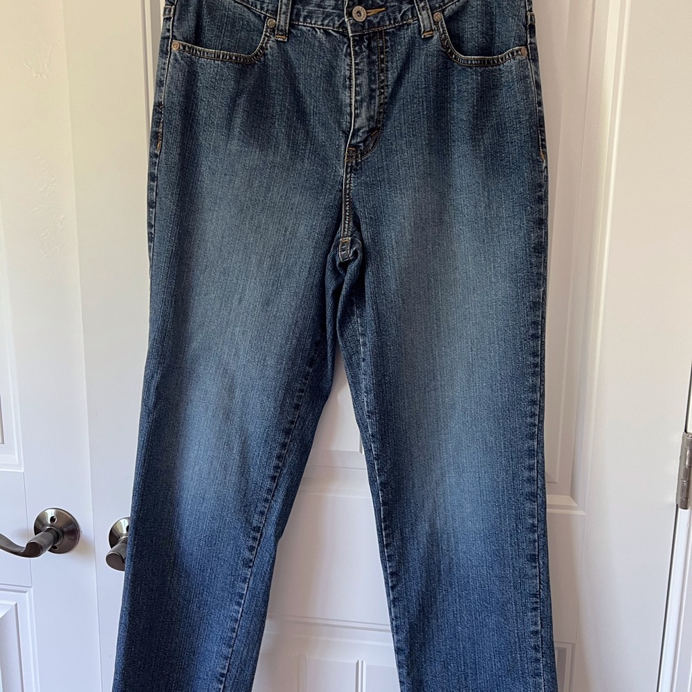 Eddie Bauer Taper Leg with slit at ankle Classic Blue Denim Jeans